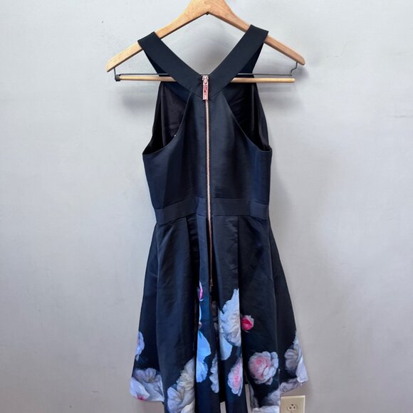 Ted Baker London black floral Jelina Chelsea Skater dress- Sz. 1 (US 4) - Picture 3 of 6